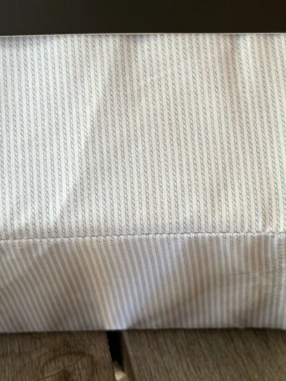 RALPH LAUREN Light Blue Oxford Pinstripe KING Size Crisp Cotton Sheet Set